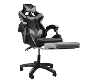 Scaun gaiming, reglabil, cu suport picioare, 150kg, negru cu gri, 123 cm