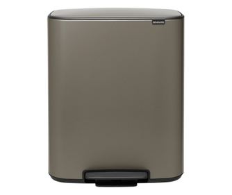 Brabantia Bo Κάδος Πεντάλ 1003184, 60 L, Απαλό Κλείσιμο, Αντιολισθητική Βάση, Γκρι
