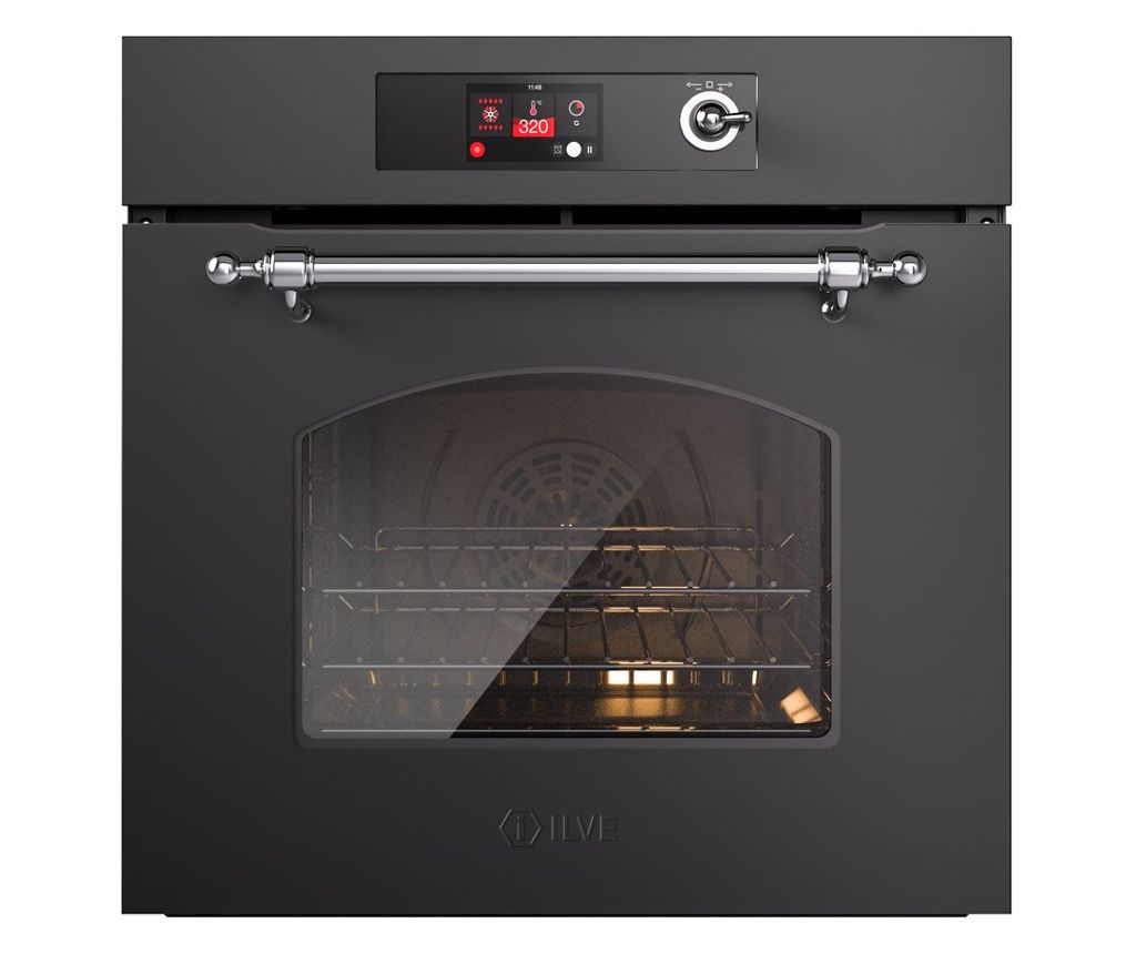 Built-in electric oven, 65 liters, ILVE, Nostalgie, Multioven, black/silver