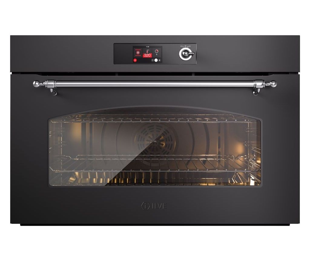Built-in electric oven, 110 liters, ILVE, Nostalgie, Multioven, black/silver