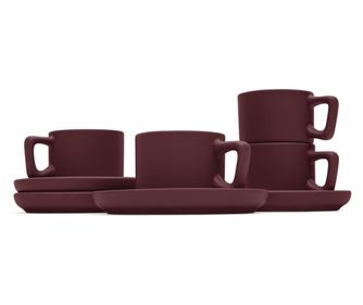 4 db-os csésze és csészealj készlet Leonardo Berlinger Haus BH 10017, bordó