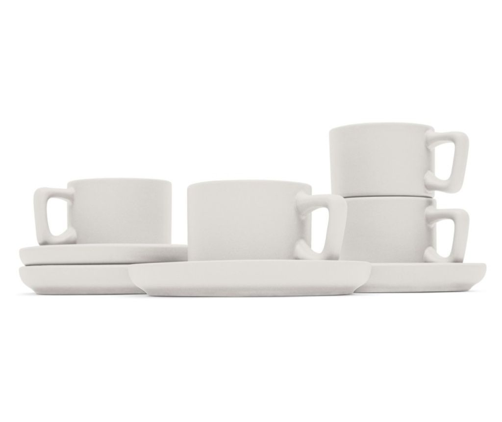 Sada 4 šálků a podšálků na espresso Sahara Berlinger Haus BH 10015, keramika, krémová