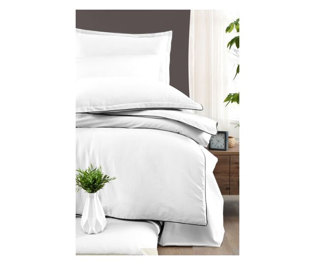 Lenjerie de pat dublu, La Romana, 100% bumbac satin, 300 TC, 6 piese(cearsaf de pilota 200x220cm, cearsaf pat 220x240 cm, 2 fete