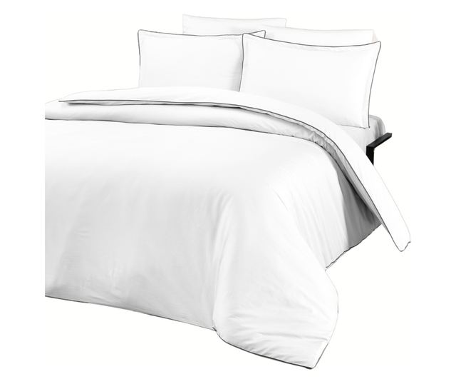 Lenjerie de pat dublu, La Romana, 100% bumbac satin, 300 TC, 6 piese(cearsaf de pilota 200x220cm, cearsaf pat 220x240 cm, 2 fete