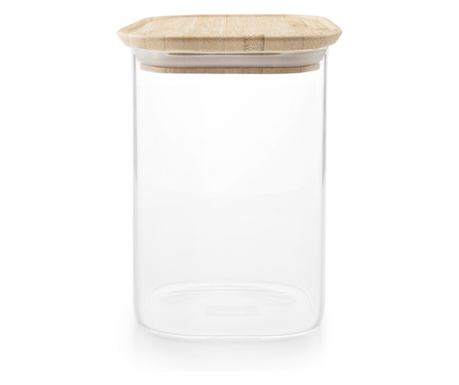 Δοχείο αποθήκευσης τροφίμων Ibili-Borosilicate, βοριοπυριτικό stic, 11 x11x15 cm, 1,1 l, διαφανές/maro