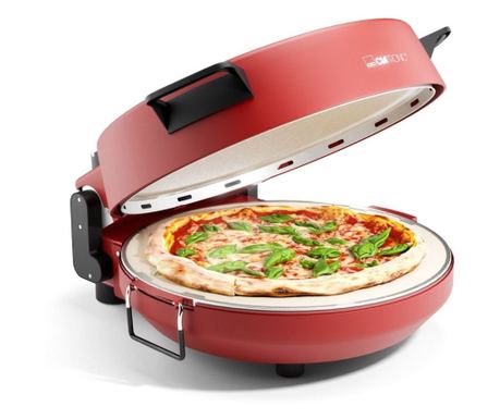 Clatronic elektromos kandallós pizzasütő, PM3787, mindössze 5 perc alatt kész, hordozható, kő átmérő 32 cm, többfunkciós, időzít
