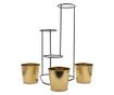 Suport pentru flori din metal auriu, 3 ghivece, 24x22x47 cm