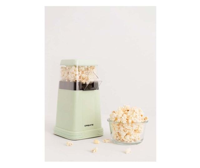 Popcorn gép Retro CREATE, kapacitása 80 g, mindössze 3 perc alatt kész, könnyen használható, 1200 W, adagolókanál, kicsi és komp