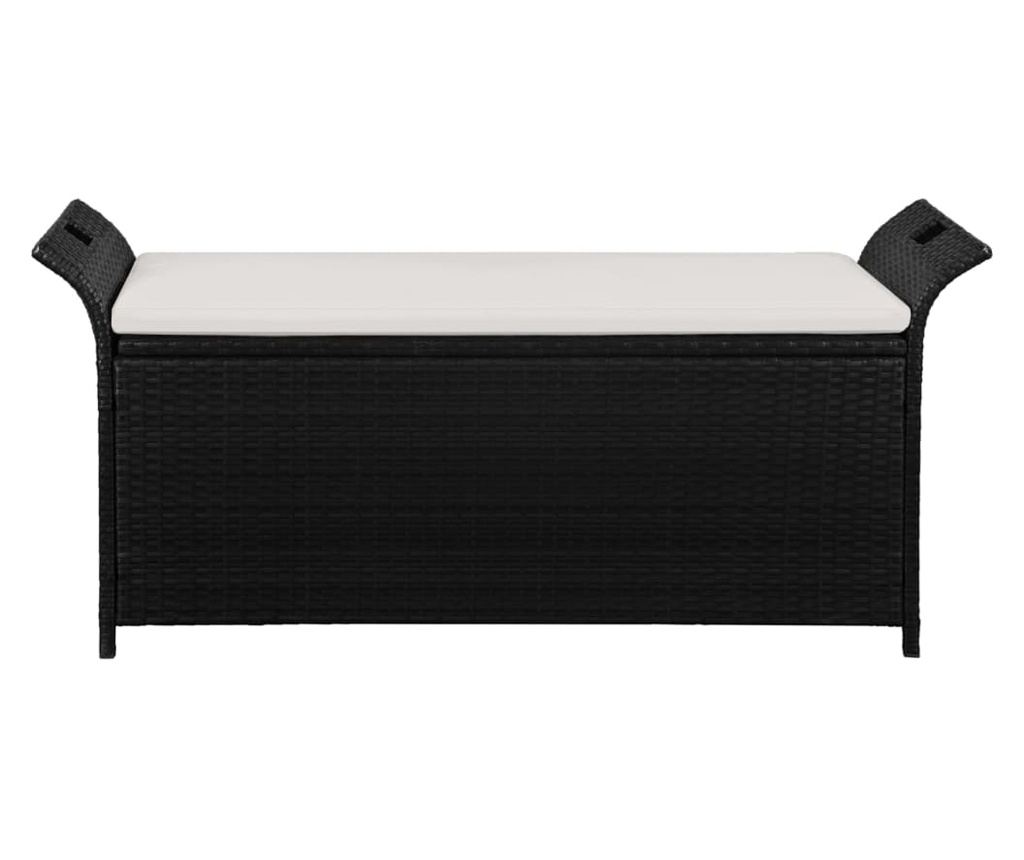 Kutija za odlaganje s jastukom, crna, 138 cm, poliratan - 2