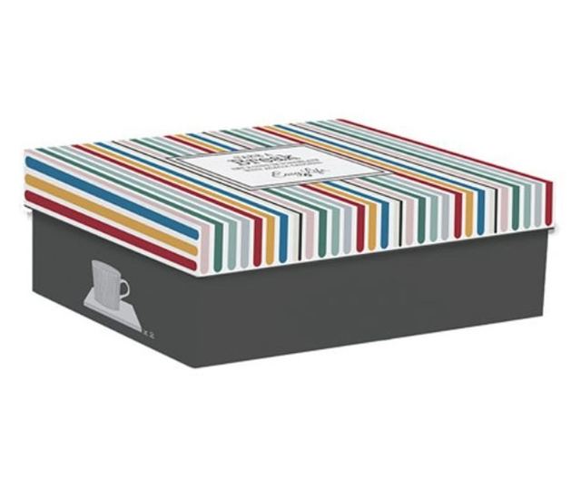 Set de cești din porțelan cu farfurii din lemn de acacia, roșu/gri (2 x 250ml)