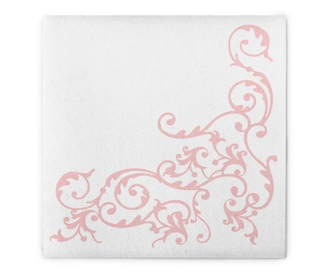 Mank HORECA салфетки, Linclass® Airlaid, Pomp Pink White, 40 x 40 cm, идеални за сватби, партита, кръщенета, комплект от 50 бр.