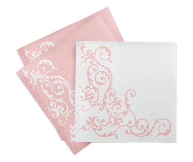 Mank HORECA салфетки, Linclass® Airlaid, Pomp Pink White, 40 x 40 cm, идеални за сватби, партита, кръщенета, комплект от 50 бр.