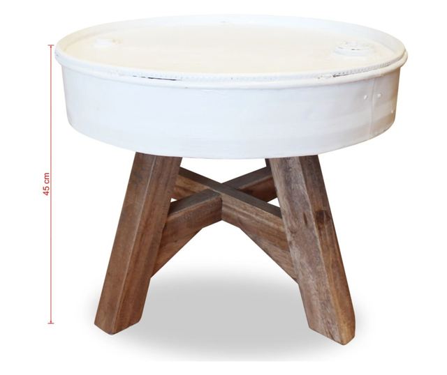 Stolić za kavu, bijeli, 60 x 45 cm, reciklirano masivno drvo