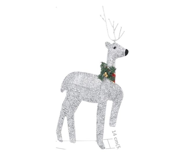 Božićna Dekoracija s Sobom i Sanjkama 60 LED Srebrna Vanjska