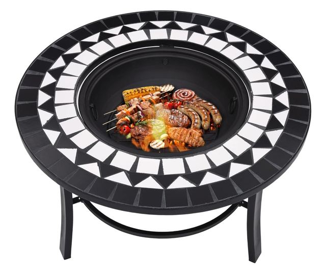 Vatrogasna jama s mozaikom, crno-bijela, 68 cm, keramika