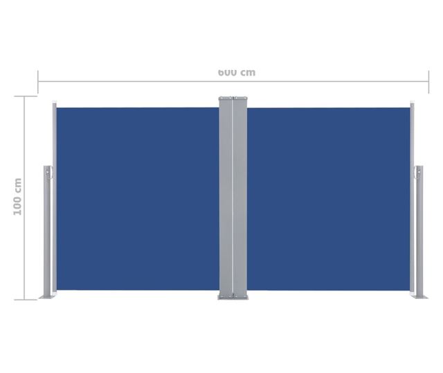 Αναδιπλούμενο Πλαϊνό Τέντα, Μπλε, 100 x 600 εκ.