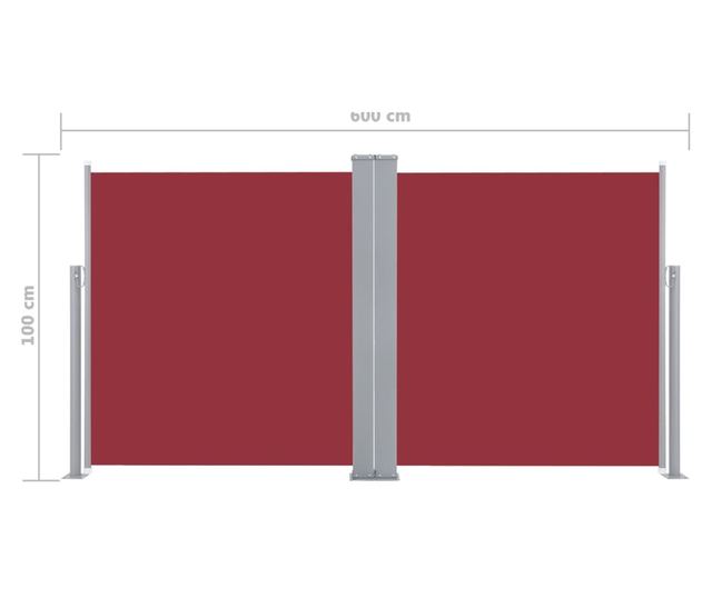 Πτυσσόμενο πλαϊνό σκίαστρο, κόκκινο, 100 x 600 εκ.