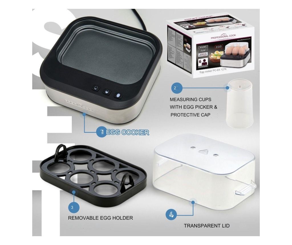 Fierbator 6 oua, ProfiCook, 400 W, inox - 5