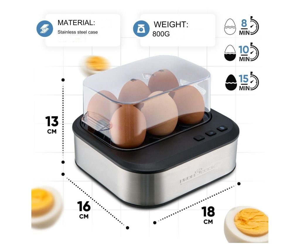 Fierbator 6 oua, ProfiCook, 400 W, inox - 7