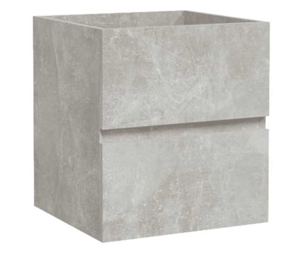 Fürdőszobaszekrény tükörrel, beton szürke, forgácslap - 2