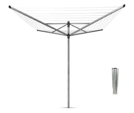 Brabantia Lift-O-Matic 90300269 Εξωτερική Απλώστρα Ρούχων, 60 μ, Ρυθμιζόμενο Ύψος, Μεταλλική Βάση Εδάφους, Ανθεκτική στη Διάβρωσ
