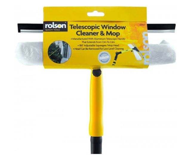 Rolson teleskopický stěrač, hliník/mikrovlákno, 1,3-3,3 m, žlutý