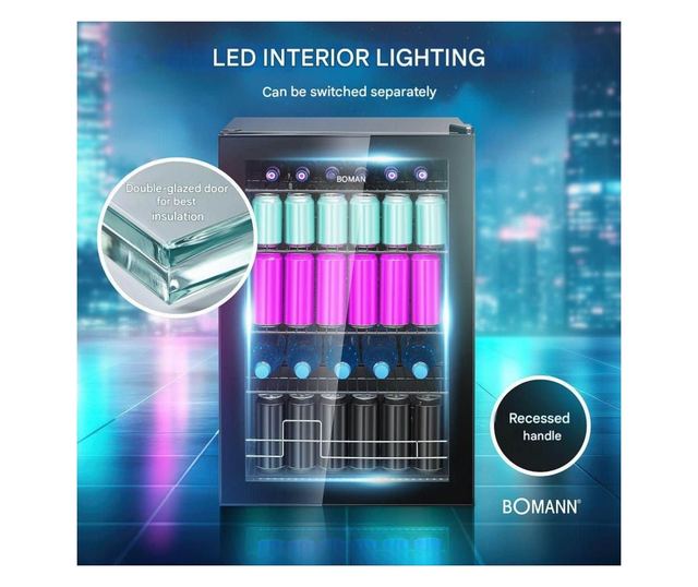 Хладилна витрина, Bomann, KSG7290N, 115 литра, черна