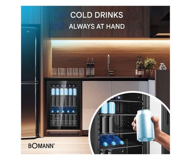 Хладилна витрина, Bomann, KSG7290N, 115 литра, черна