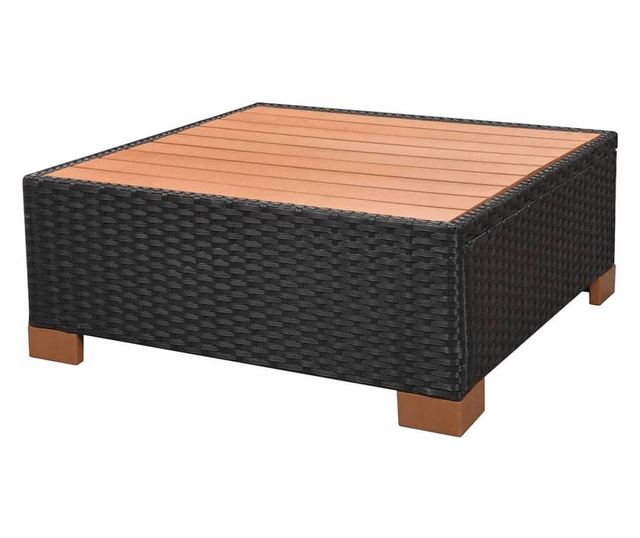 Vrtni namještaj s jastucima, 8 dijelova, crna boja, poliratan