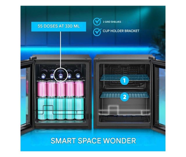 Минибар тип витрина, Bomann, KSG7291N, 46 литра, черен