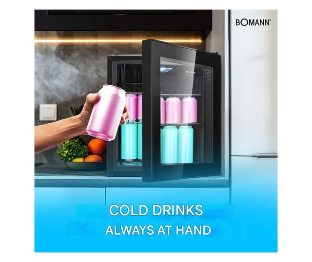 Минибар тип витрина, Bomann, KSG7291N, 46 литра, черен