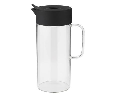 Üveges, fedéllel ellátott kanna, RIG-TIG, Pip, 1,4 liter, fekete