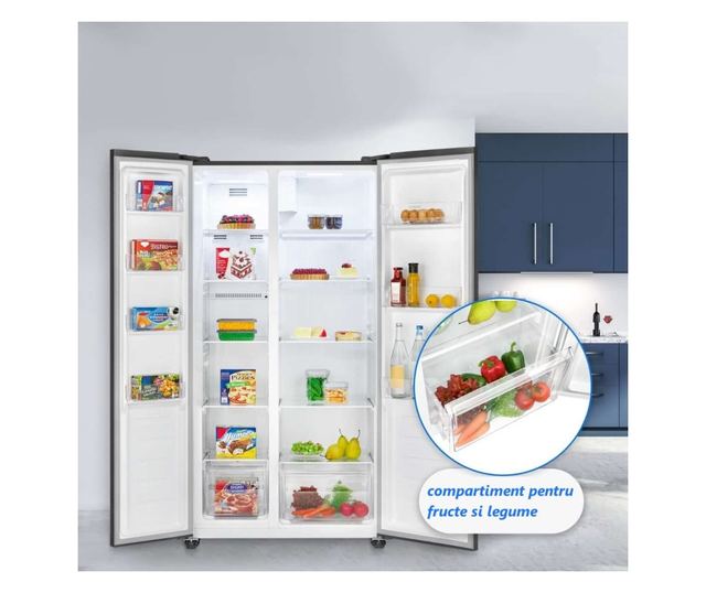 Frigider side by side, Bomann, SBS7344N, 442 litri, negru