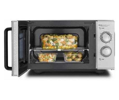 2 az 1-ben Mikrohullámú sütő, 25 liter, Caso Germany, MG 25 Ecostyle kerámia, rozsdamentes acél