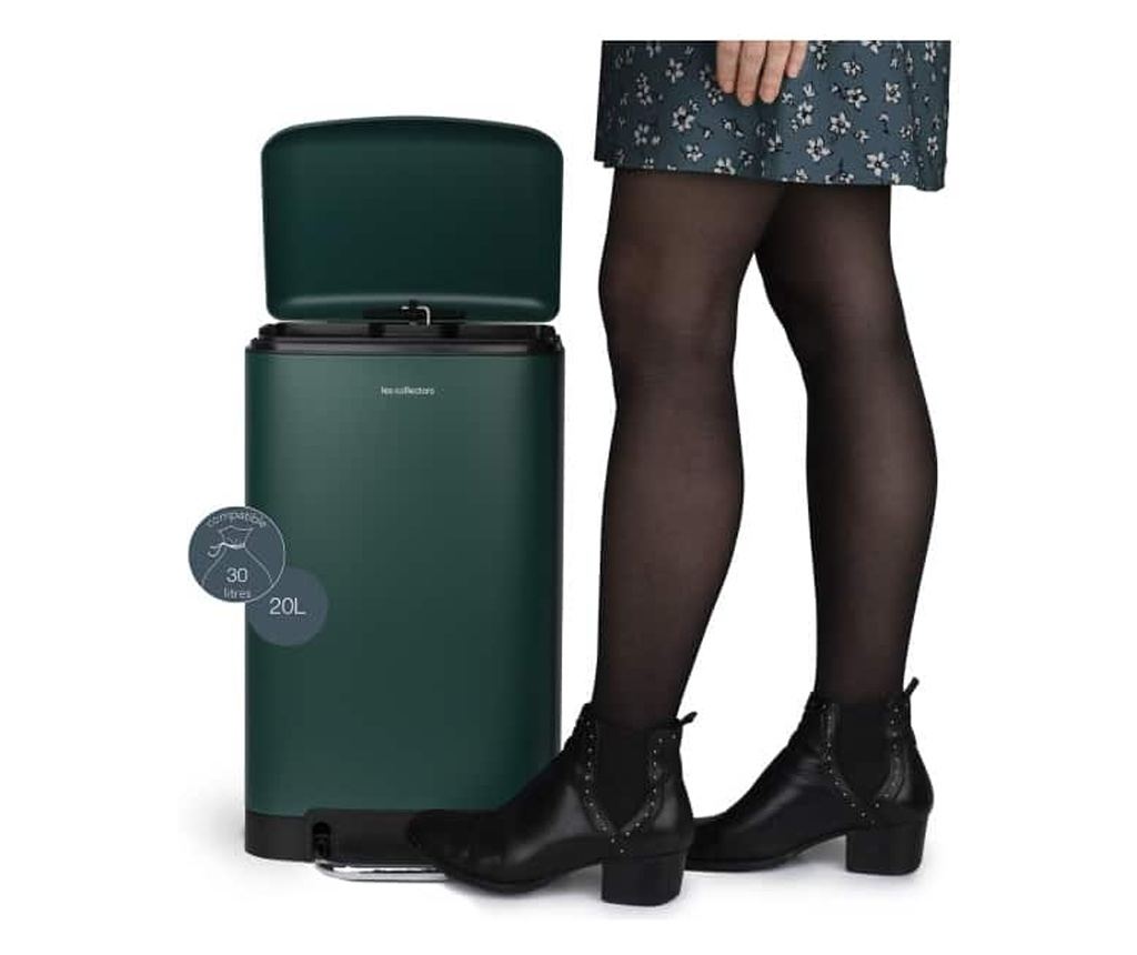 Cos de gunoi cu pedala, Les Collectors, N501, 20 litri, 1 compartiment, verde inchis - 3