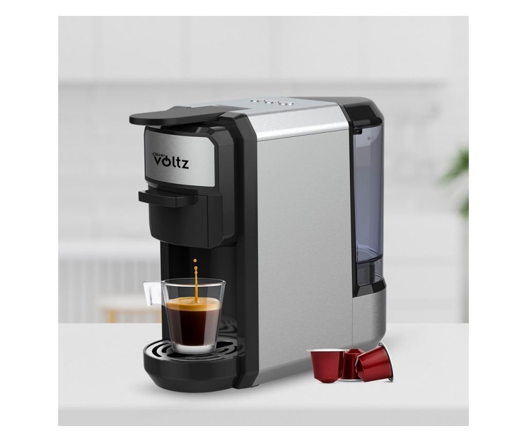 Espressor cafea macinata si capsule 8 in 1 Oliver Voltz OV51171E5, 1450W, 19 bar, Inox - 2