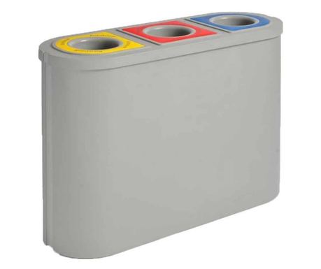 Кофа за боклук, Rubbermaid, Triomf, 45+45+45 литра, 3 отделения, сива