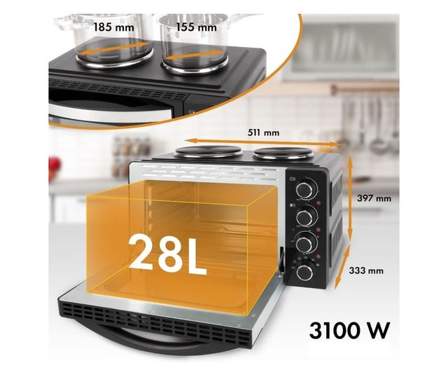 Електрическа фурна с конвекция, 28 литра, Bomann, KK6059CB, черна