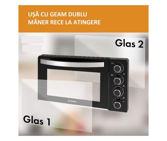 Електрическа фурна с конвекция, 28 литра, Bomann, KK6059CB, черна