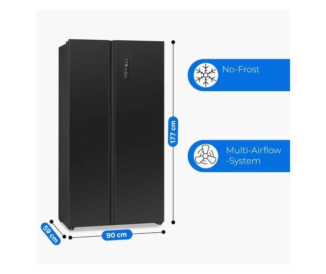 Frigider side by side, Bomann, SBS7344N, 442 litri, negru