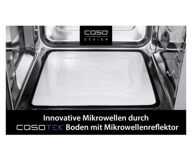 CASO MG25 Ceramic Menu Mikrohullámú sütő, 900 W, 25 l, 10 teljesítményfokozat, Grill funkció, Fekete/Ezüst