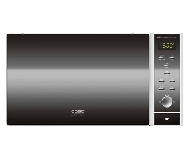 CASO MG25 Ceramic Menu Mikrohullámú sütő, 900 W, 25 l, 10 teljesítményfokozat, Grill funkció, Fekete/Ezüst