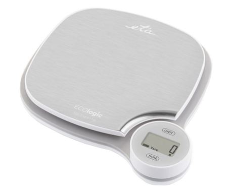 Cantar digital de bucătărie Eta ECOlogic 4770 90000, nu necesită baterii, 5 Kg, TARA, oțel inoxidabil