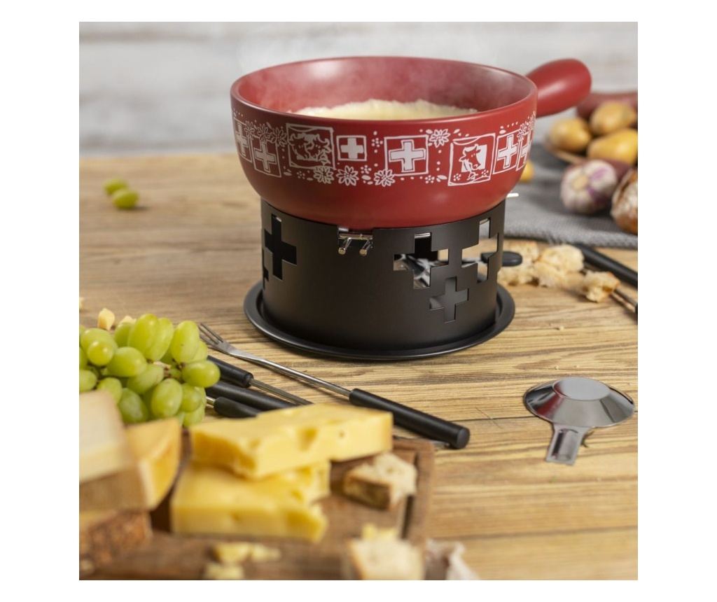 Фондю комплект, Kuhn Rikon, Швейцарско сирене, червен - 6