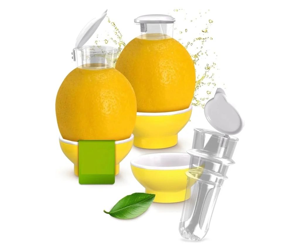 Storcator manual portabil fructe, reutilizabil din plastic, cu capac, ideal pentru casa si calatorii, Gonga® Transparent - 2