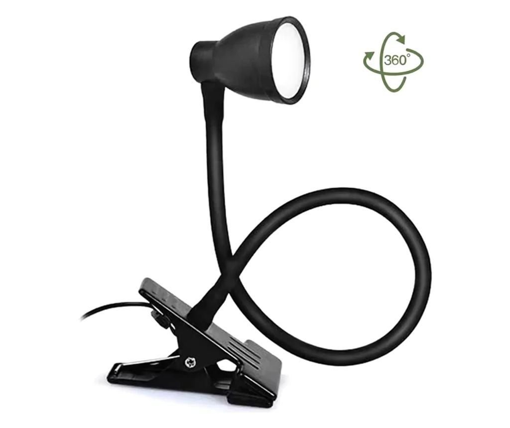 Lampă de birou LED echipată cu o clemă convenabilă pentru montarea pe masă, 3 nivele de intensitate, alimentare USB, Gonga® Negr - 5