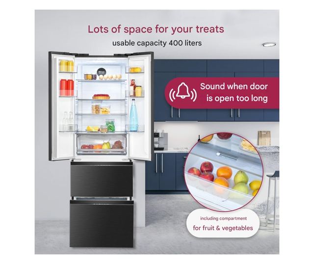 Хладилник Side by side, Bomann, French Door, 400 литра, антрацит