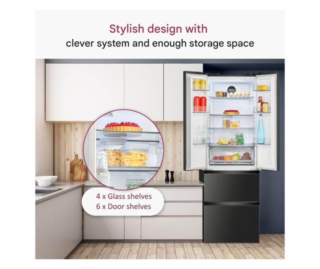 Хладилник Side by side, Bomann, French Door, 400 литра, антрацит