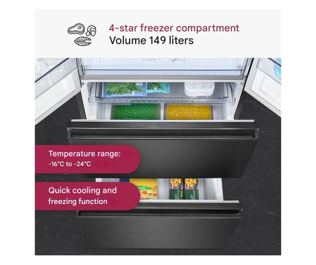 Хладилник Side by side, Bomann, French Door, 400 литра, антрацит