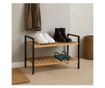 Suport pentru încălțăminte – Storage Solutions | 2 rafturi, lemn & metal, 70x30x32 cm, negru/maro thumbnail 4